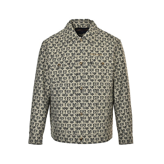 Louis Vuitton Monogram Textured Button Jacket - Beige