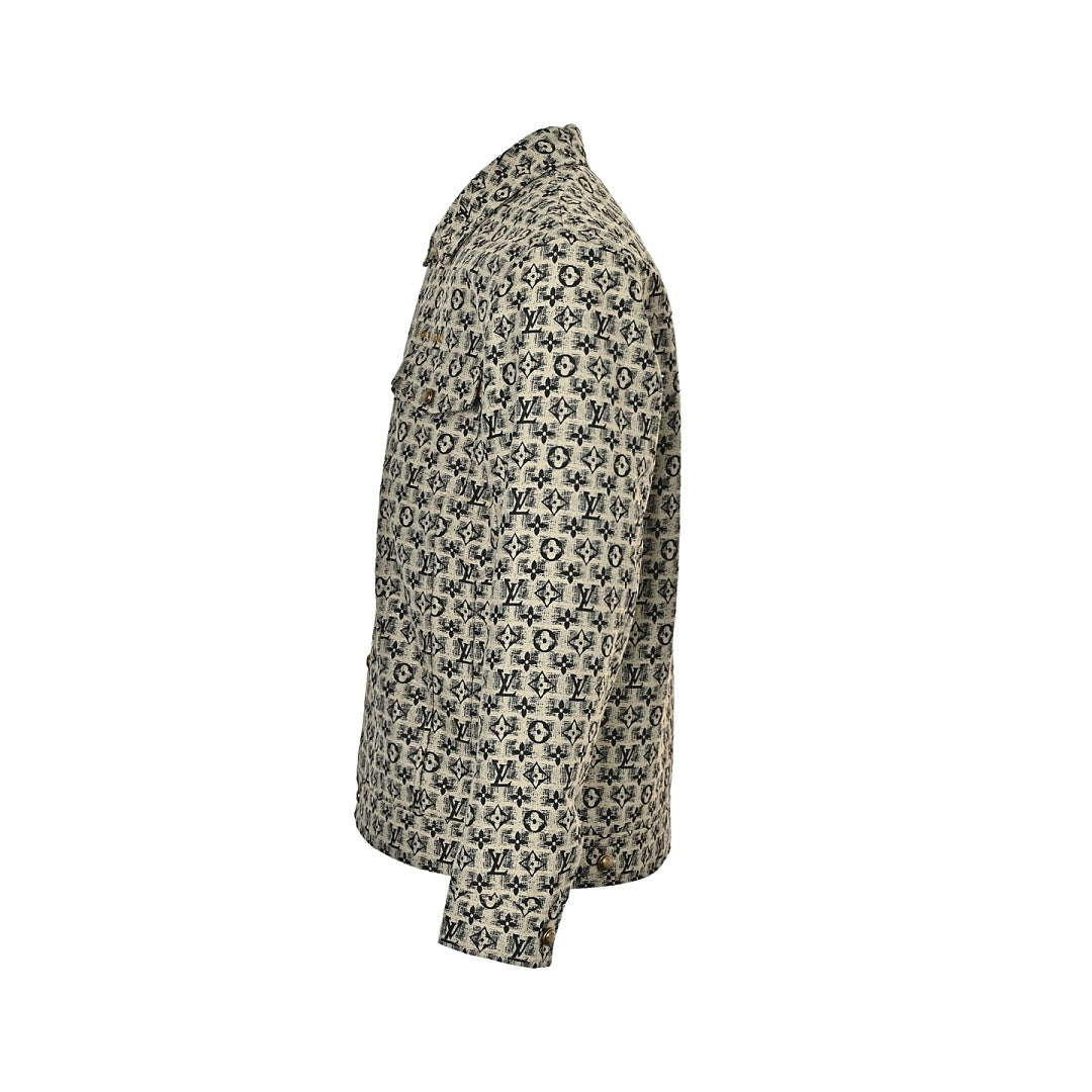 Louis Vuitton Monogram Textured Button Jacket - Beige