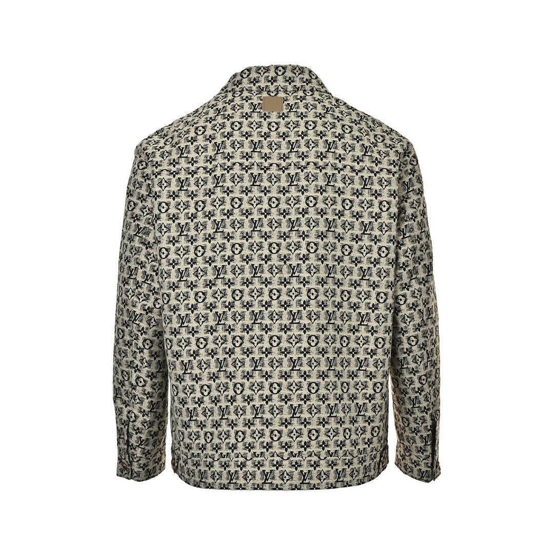 Louis Vuitton Monogram Textured Button Jacket - Beige