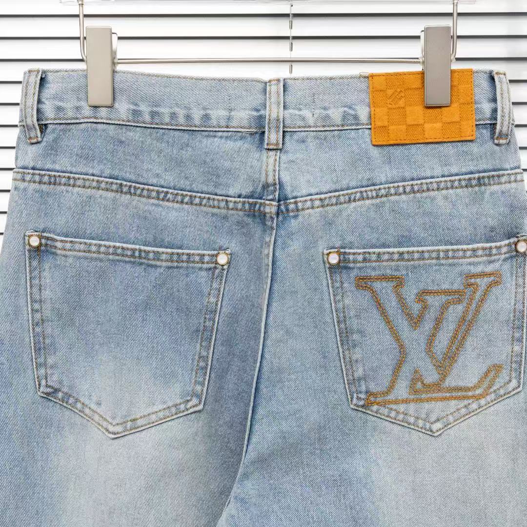 Louis Vuitton Logo-Embroidered Straight-Leg Jeans