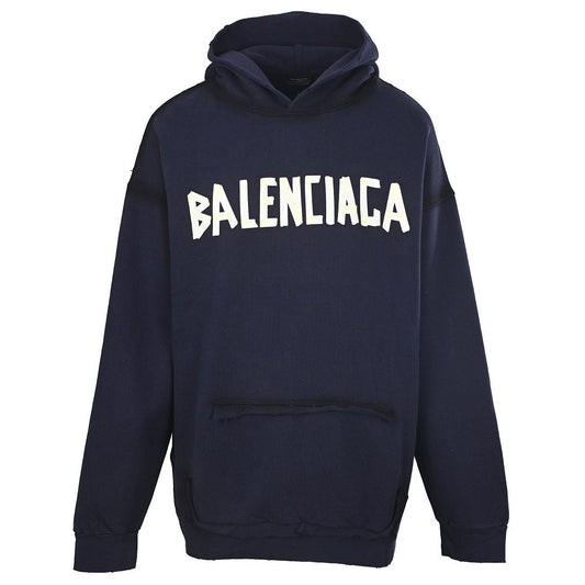BALENCIAGA Washed Distressed Textured Print Hoodie