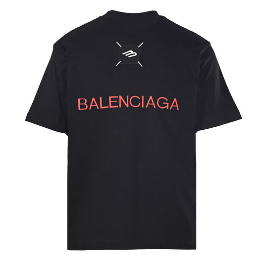 Balenciaga Embroidered Patch T-Shirt with 3M Reflective Stitching – Black