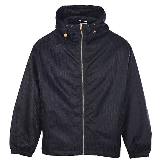 DIOR CD Oblique Tonal Jacquard Hooded Zip Jacket in Black