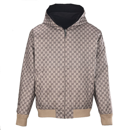 Gucci GG Supreme Reversible Hooded Zip Jacket in Black Canvas