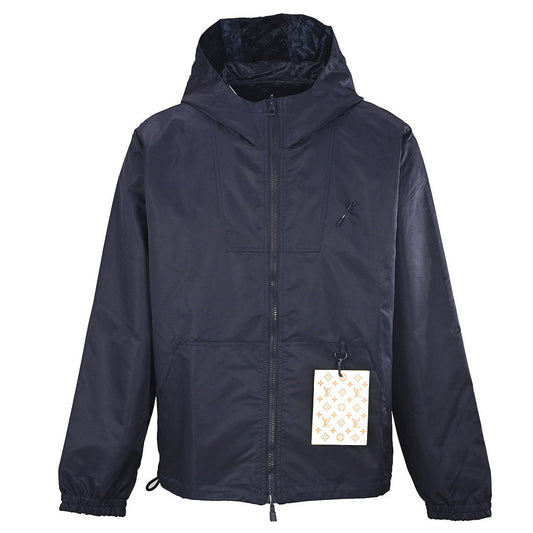 Louis Vuitton Hooded Nylon Windbreaker Jacket — Navy