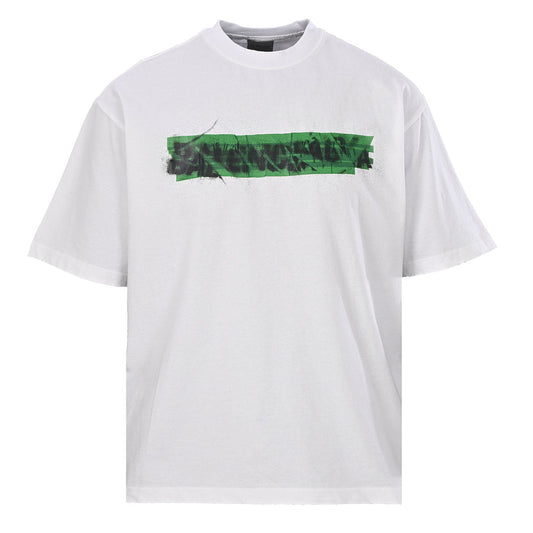 Balenciaga Green Tape Graffiti T-Shirt – White