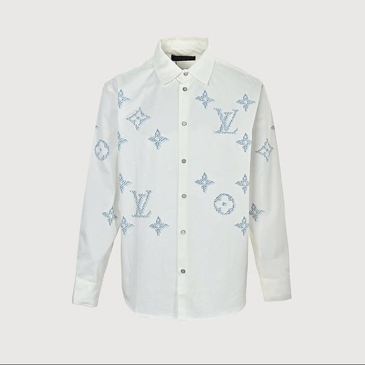 LOUIS VUITTON Ivory Dotted Monogram Button-Up Shirt