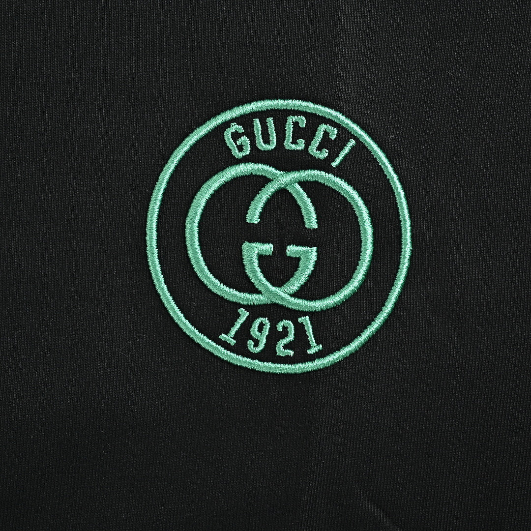 Gucci 2026 GG 1921 Crest Embroidered T-Shirt — Black | Made in Italy