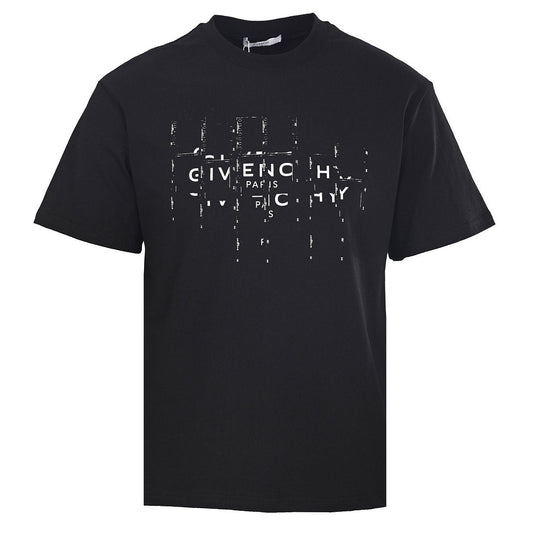 Givenchy Paris Double Logo Glitch Oversized T-Shirt – Black