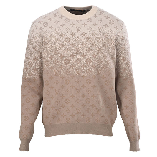 Louis Vuitton Monogram Gradient Jacquard Crewneck Sweater — Camel