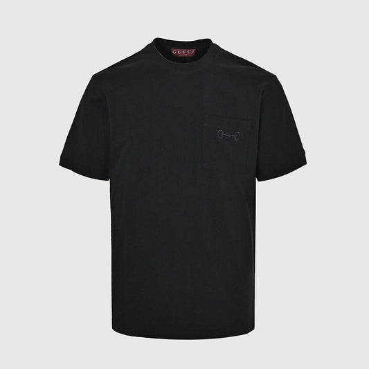 Gucci 2026 Horsebit Pocket Piqué T-Shirt — Black | Made in Italy
