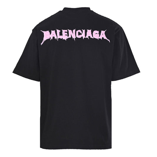 Balenciaga Gothic Metal Logo T-Shirt – Black