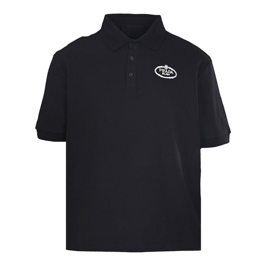PRADA Oval Embroidery Short-Sleeve Polo Shirt