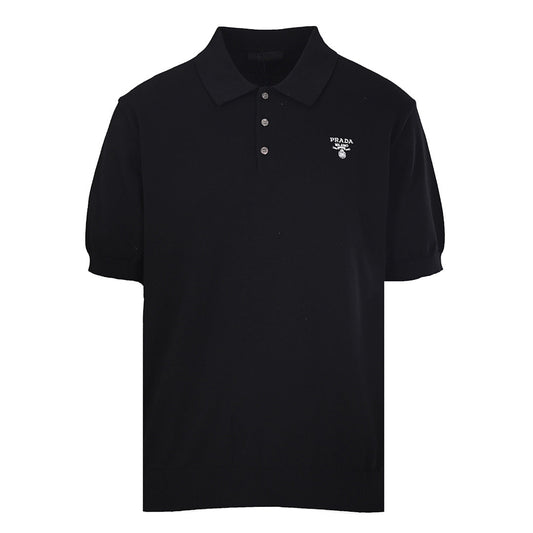 PRADA Embroidered Logo Short-Sleeve Knit Polo Shirt