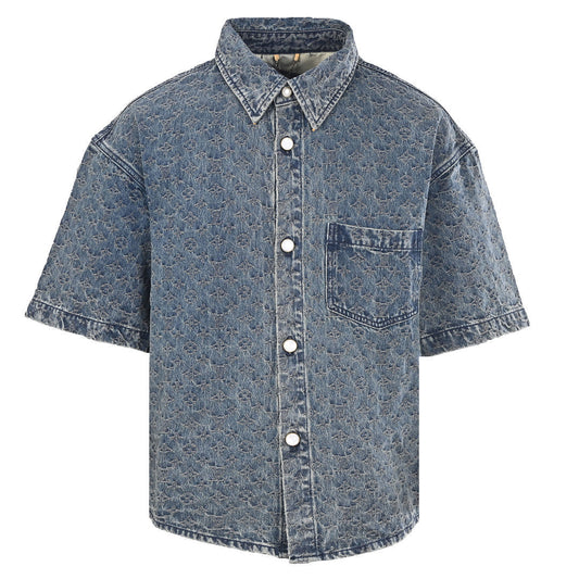 LOUIS VUITTON LV Monogram Jacquard Denim Short-Sleeve Shirt