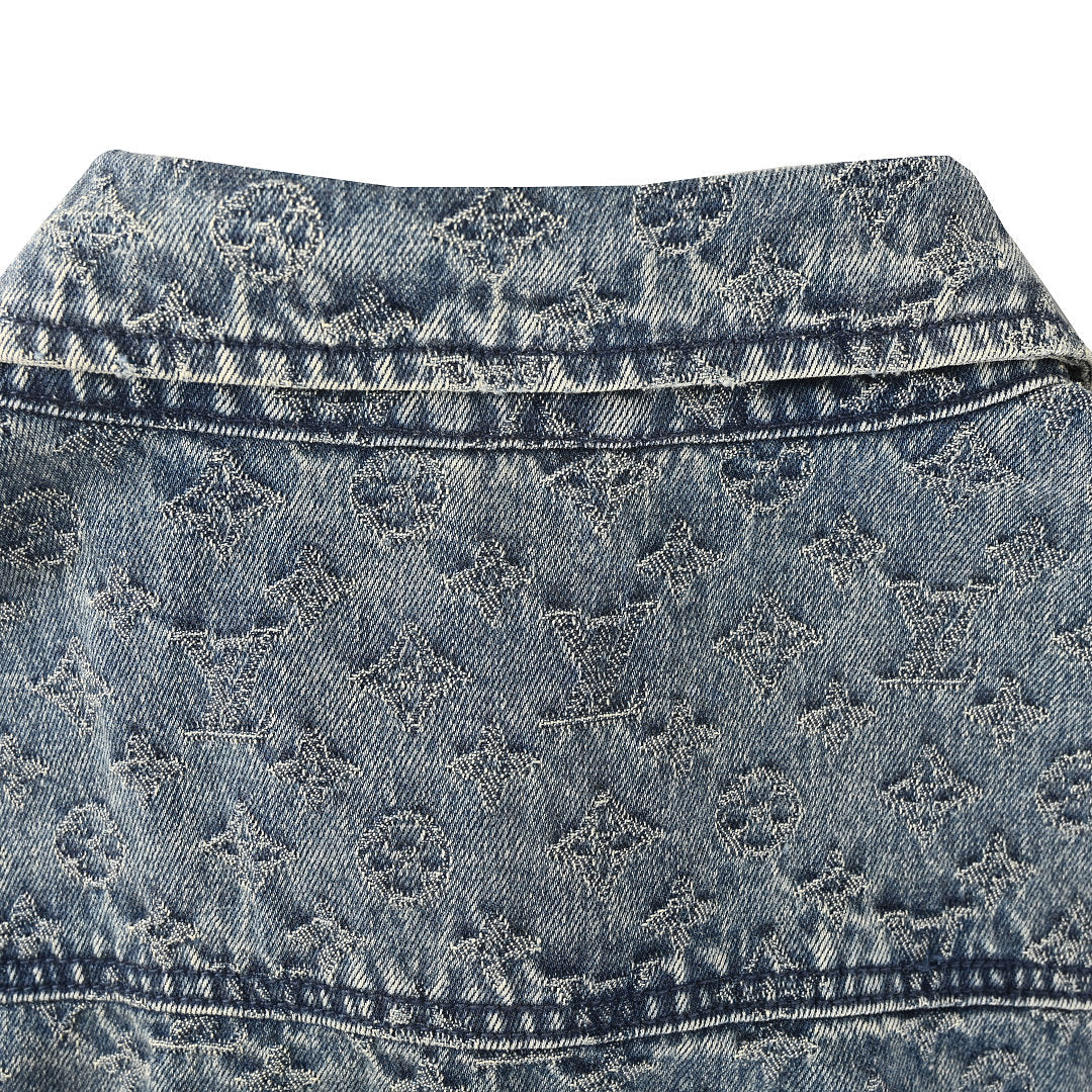 LOUIS VUITTON LV Monogram Jacquard Denim Short-Sleeve Shirt