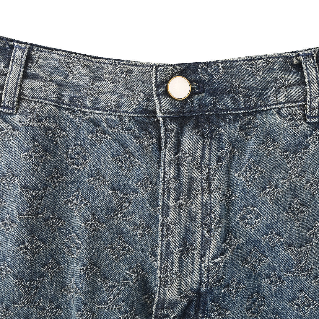 LOUIS VUITTON LV Monogram Jacquard Denim Shorts