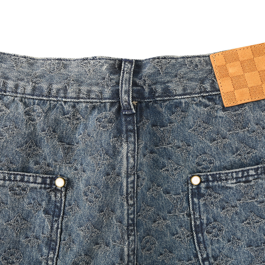 LOUIS VUITTON LV Monogram Jacquard Denim Shorts