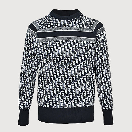 Dior Oblique Jacquard Cashmere Reversible Crewneck Sweater
