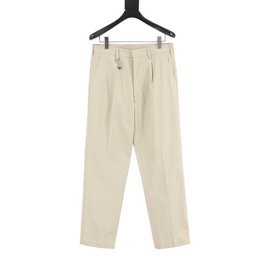 Prada Trousers with Triangle Logo Keychain