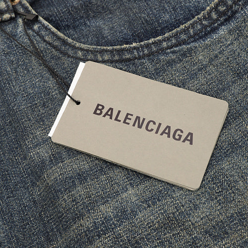 Balenciaga Distressed Loose-Fit Jeans with Leg Patch Detail