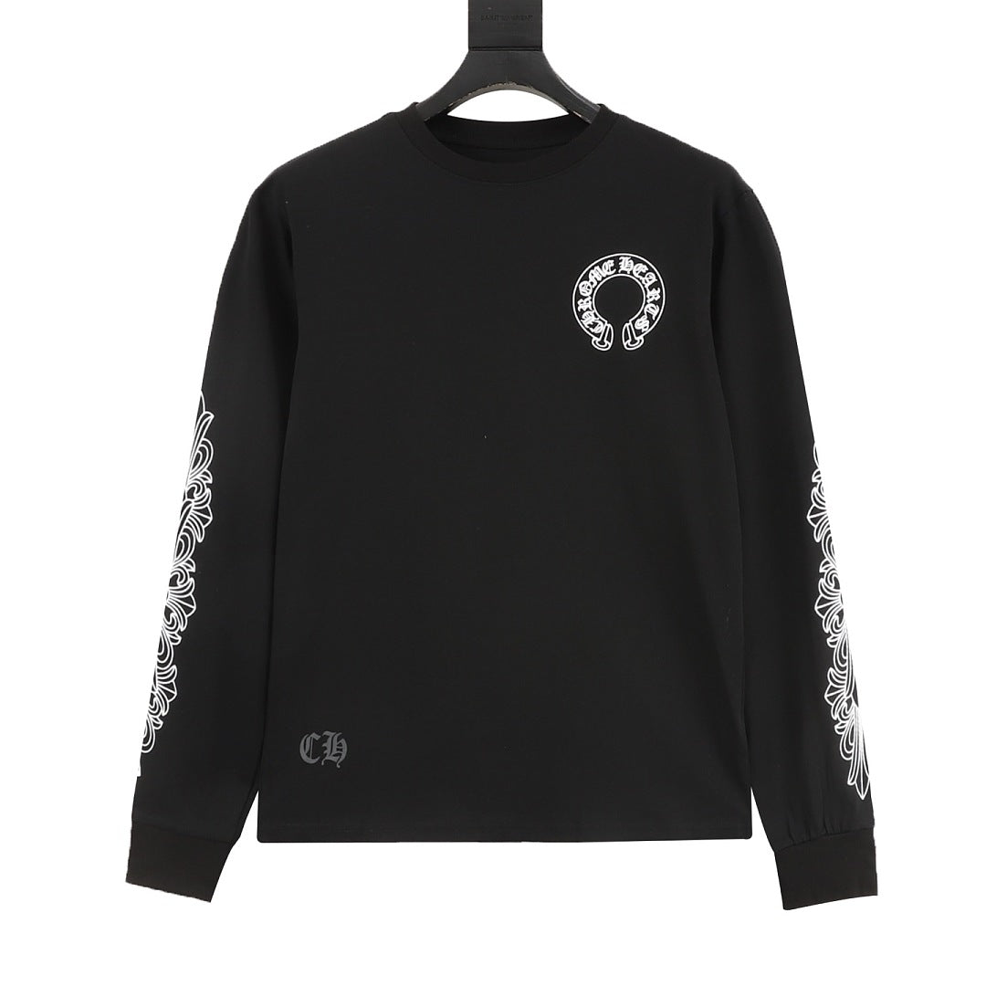 Chrome Hearts Floral Cross Long-Sleeve T-Shirt in Black