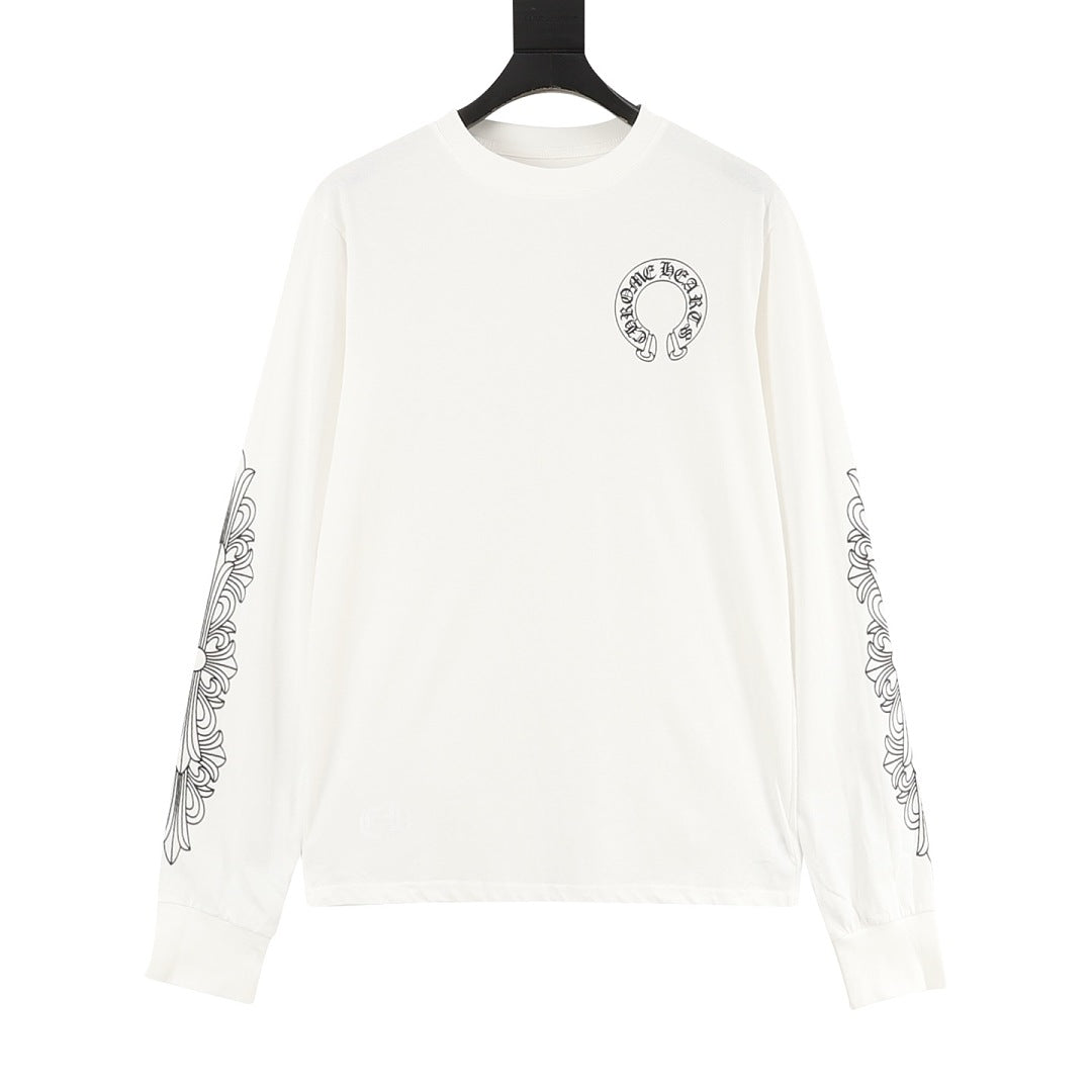 Chrome Hearts Floral Cross Long-Sleeve T-Shirt in WHITE