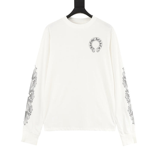 Chrome Hearts Floral Cross Long-Sleeve T-Shirt in WHITE