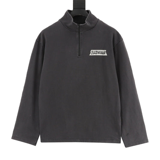 Balenciaga Half-Zip Sweatshirt Charcoal