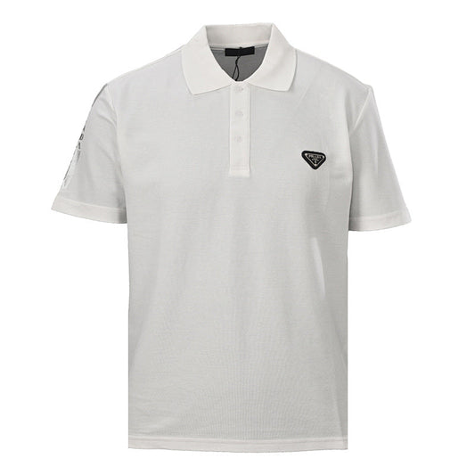 Prada Metal Triangle Logo Polo Shirt