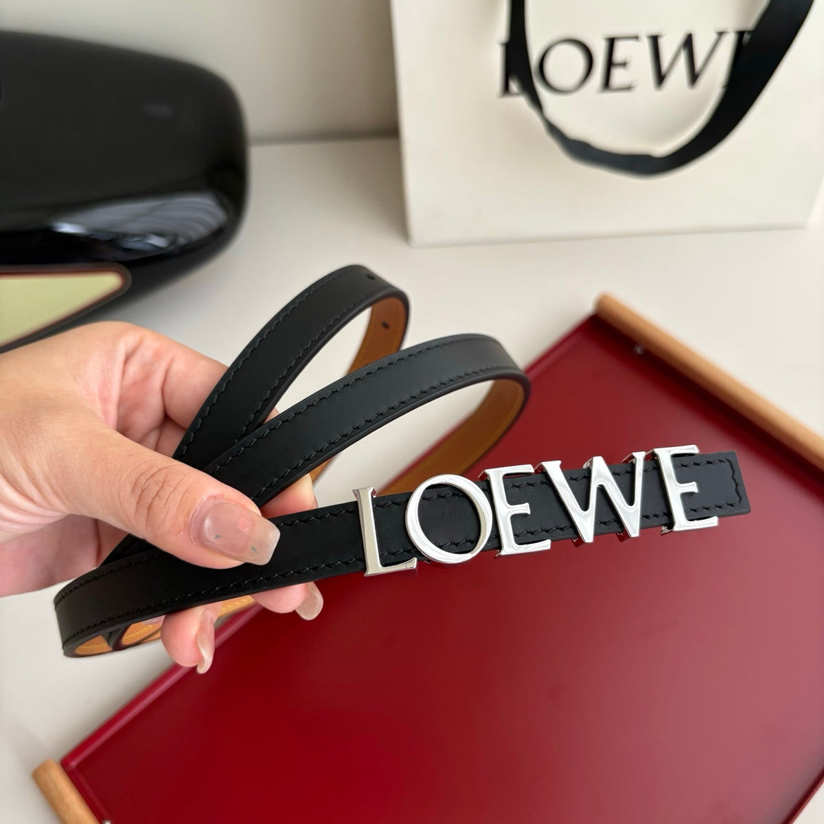 Loewe Women's Leather Belt – Iconic Anagram Buckle | Spanish Luxury