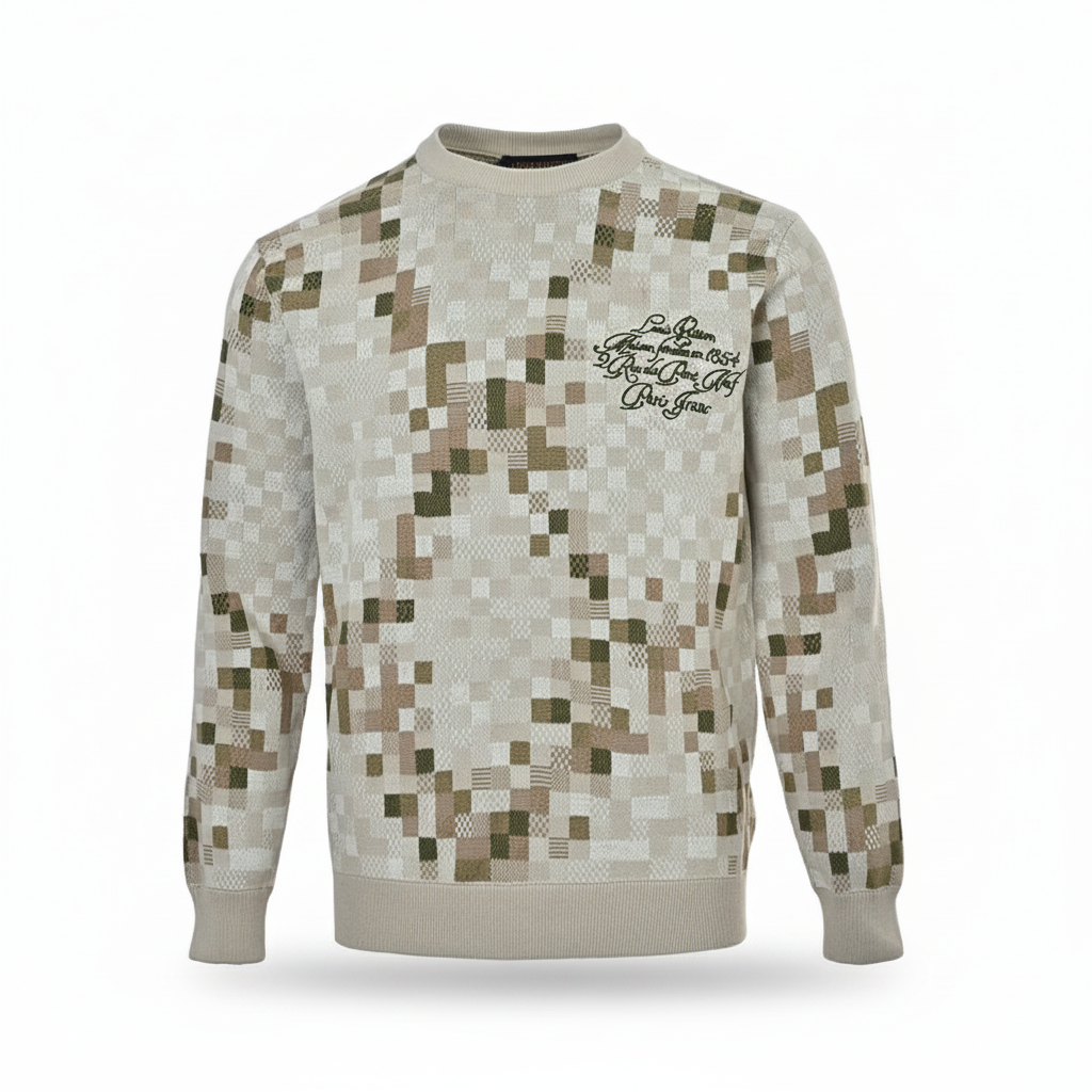 Louis Vuitton Pixel Mosaic Crewneck Sweater - Off White